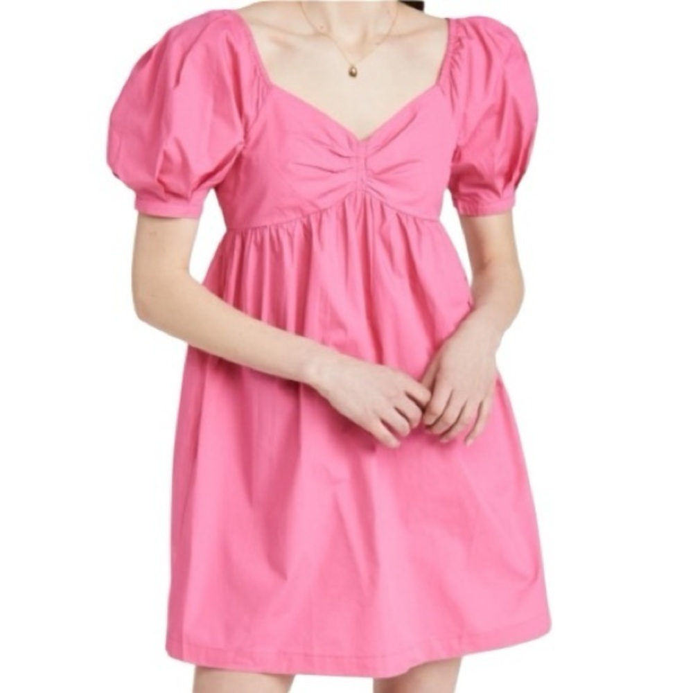 English Factory Pink Mini Babydoll Dress with Puff Sleeves Size XS